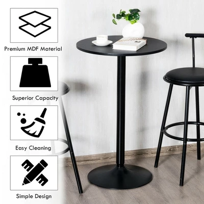 Costway 4 PCS Round Pub Table 24'' Bistro Bar Cocktail Table W/Metal Base Black 8 Costway 4 PCS Round Pub Table 24'' Bistro Bar Cocktail Table W/Metal Base Black - Image 6