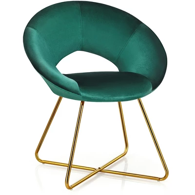 Costway Modern Velvet Accent Chair Upholstered Vanity Chair W/Golden Metal Leg PinkDark GreenGrey 12 Costway Modern Velvet Accent Chair Upholstered Vanity Chair W/Golden Metal Leg PinkDark GreenGrey - Image 10