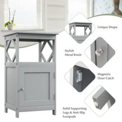 Costway Bathroom Floor Cabinet Side Storage Organizer With Open Shelf & Single Door Grey/White -Costway GUEST c2bd0abd 5590 47f6 b3d3 dcb8e26e3044