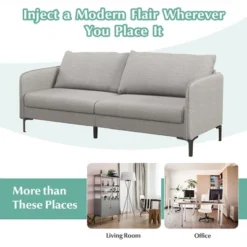 Costway Modern 76'' Loveseat Sofa Couch For Living Room Apartment Dorm With Metal Legs Gray -Costway GUEST c33536d9 2c09 4427 8e66 4defc26e664e