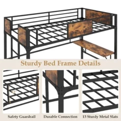 Costway Twin Size Metal Loft Bed With Desk Storage Shelf Ladder Space Saving Industrial -Costway GUEST c3372e56 a5c6 49d3 bbfd 5fff13fab617