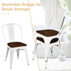 Costway Set Of 4 Tolix Style Metal Dining Side Chair Wood Seat Stackable Cafe Bistro -Costway GUEST c3857e1a c040 44fa 9895 9be347919487