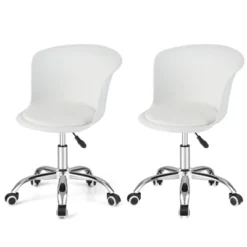 Costway Set Of 2 Adjustable Office Chair Armless Swivel Desk Chair PU Leather Seat Black/White 21 Costway Set Of 2 Adjustable Office Chair Armless Swivel Desk Chair PU Leather Seat Black/White -Costway GUEST c3ab2a3c 730f 4faa a8cb 73038aff6308