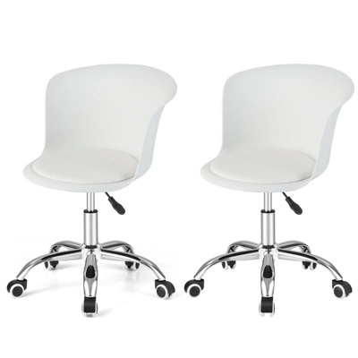 Costway Set Of 2 Adjustable Office Chair Armless Swivel Desk Chair PU Leather Seat Black/White 12 Costway Set Of 2 Adjustable Office Chair Armless Swivel Desk Chair PU Leather Seat Black/White - Image 10