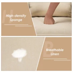 Costway Accent Chair Upholstered Linen Armchair Sofa Chair W/Waist Pillow -Costway GUEST c3cae31a 9b6f 4cad 84c0 4454973d4e84