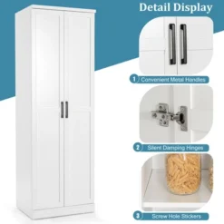 Costway 70'' Storage Cabinet Freestanding Pantry Cabinet W/2 Doors & 5 Shelves White -Costway GUEST c3da47ff 2dab 487f b98e 49929ff4f4ac