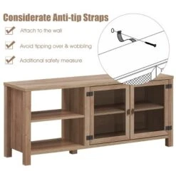 TV Stand Entertainment Center For TV's Up To 65''w/ 2 Metal Mesh Doors Natural -Costway GUEST c3e048b9 c24f 4bef 886c 1ad32be19001