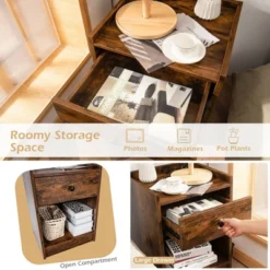 Costway Set Of 2 Nightstand With Drawer Cabinet End Side Table Raised Top -Costway GUEST c4097b60 3673 4f36 a126 4d125cb5992e