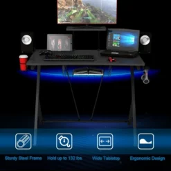 Costway Gaming Desk Computer Desk PC Table Workstation With Headphone Hook & Cup Holder -Costway GUEST c40cef63 fd95 44c5 b737 0c940649d6bf