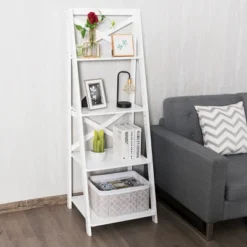 Costway Set Of 2 Ladder Shelf 4-Tier Bookshelf Bookcase Storage Display Plant Leaning 16 Costway Set Of 2 Ladder Shelf 4-Tier Bookshelf Bookcase Storage Display Plant Leaning -Costway GUEST c4250b94 2814 45f3 88f3 de27460f9356