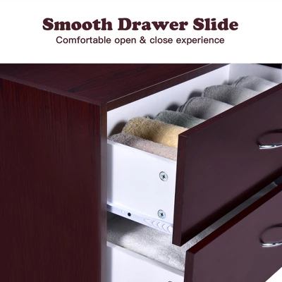 Costway 2-Drawer Dresser Horiztonal Organizer W/Handle Wood End Table Nightstand 9 Costway 2-Drawer Dresser Horiztonal Organizer W/Handle Wood End Table Nightstand - Image 7