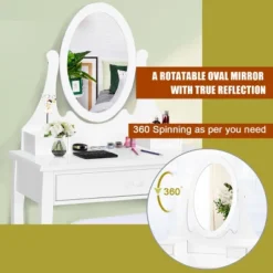 Costway Wooden Vanity Makeup Dressing Table Stool Set Bathroom White -Costway GUEST c44f26e8 632f 45a5 aecd 6afcca17b464