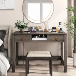 Costway Mid Century Computer Desk Home Office Study Table Laptop Workstation With2 Drawers -Costway GUEST c46555a9 a648 4a3d ba7d 19dcda946db1