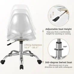 Costway Set Of 2 Rolling Acrylic Armless Desk Chair Swivel Vanity Ghost Chair Adjustable -Costway GUEST c4931a25 c65a 44a2 9451 fa66d29c39dc