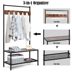 COSTWAY 3 In 1 Industrial Coat Rack Shoe Bench Entryway Hall Tree Storage Shelf W/ Hooks 21 COSTWAY 3 In 1 Industrial Coat Rack Shoe Bench Entryway Hall Tree Storage Shelf W/ Hooks -Costway GUEST c4a444cb 626a 4308 9bd4 a2d36d28f390