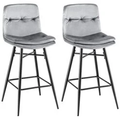 Costway Set Of 2 Velvet Bar Stools Bar Height Kitchen Dining Chairs With Metal Legs Blue/Grey -Costway GUEST c4fa765d 8fe1 4c85 ae1b 2d5042e1b6f3