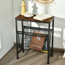 Costway 2PCS Narrow End Table With Holder Sling Industrial Accent Console Table -Costway GUEST c50ba220 e3e6 4b76 815a a106568bccf4