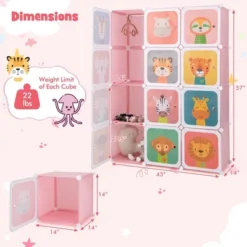 Costway 12-Cube Kids Wardrobe Baby Dresser Bedroom Armoire Clothes Hanging Closet With Door Blue/Pink 15 Costway 12-Cube Kids Wardrobe Baby Dresser Bedroom Armoire Clothes Hanging Closet With Door Blue/Pink -Costway GUEST c51f0da6 0b6a 4ba3 9fc5 d67e7729a82a
