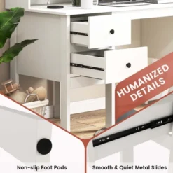 Costway Computer Desk 48" Writing Table W/ Power Outlets 5-Cubby Hutch 2 Storage Drawers -Costway GUEST c530d9a6 92a6 4424 8d53 13ffd97c570a