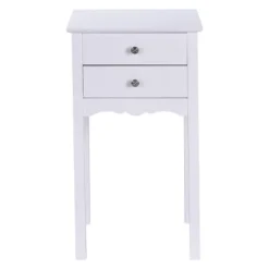 Costway Side Table End Accent Table Night Stand W/ 2 Drawers Furniture White -Costway GUEST c56e84c2 8a80 43cc 9b5a 1c731c7d0529