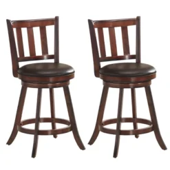 Costway Set Of 2 25'' Swivel Bar Stool Leather Padded Dining Kitchen Pub Bistro Chair High Back -Costway GUEST c58a553e 481f 4e8c 9bd6 8baec0d7edb8