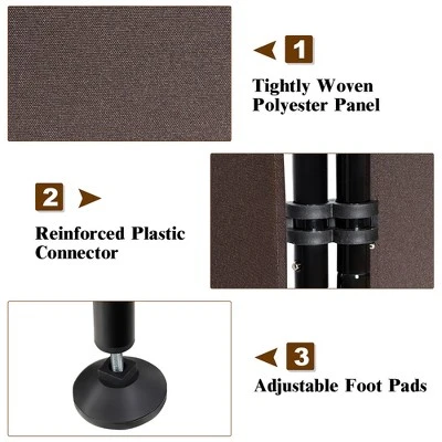 Costway 4-Panel Room Divider Folding Privacy Screen W/Steel Frame Decoration Brown 11 Costway 4-Panel Room Divider Folding Privacy Screen W/Steel Frame Decoration Brown - Image 9