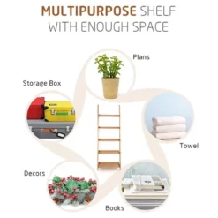 Costway 5-Tier Ladder Shelf Bamboo Bookshelf Wall-Leaning Storage Display Plant Stand -Costway GUEST c5d48a02 0458 4c81 bca8 652e8bac501d