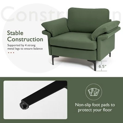 Costway Set Of 2 Upholstered Single Sofa Fabric Accent Armchair Metal Legs 6 Costway Set Of 2 Upholstered Single Sofa Fabric Accent Armchair Metal Legs - Image 4