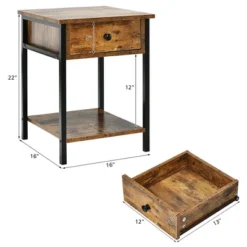 Costway 2PCS Industrial End Side Table Nightstand With Drawer Shelf Rustic Brown 14 Costway 2PCS Industrial End Side Table Nightstand With Drawer Shelf Rustic Brown -Costway GUEST c5efe4d5 9214 4ceb b523 fc60677c7f9b