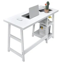 Costway Trestle Computer Desk Home Office Workstation W/Removable Shelves Vintage BlueWhite -Costway GUEST c62d7f8f bea1 43a5 80d7 805177afcaa5
