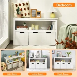 Costway Kid Toy Storage Cabinet 3 Drawer Chest W/Wheels Large Storage Cube Shelf -Costway GUEST c63571b9 d000 4ce4 acf8 d33355c09414