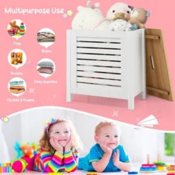 Costway Wooden Toy Storage Organizer Kids Toy Chest W/Lid For Kindergarten Bedroom White -Costway GUEST c642b856 b8e6 47a1 ad04 a8e1b4fb015a