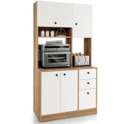 Costway 71'' Tall Kitchen Pantry Buffet Hutch Freestanding Storage Cabinet 4 Doors White/Walnut -Costway GUEST c647b3dd 0add 40d4 bb3b e5b2999983d1