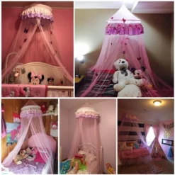Costway Elegant Lace Bed Mosquito Netting Mesh Canopy Princess Round Dome Bedding Net -Costway GUEST c64cc051 7232 4d87 b29e 78f3d80cca8e