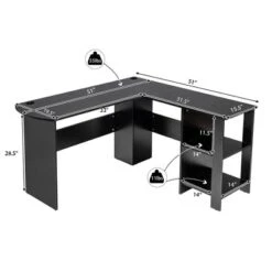Costway Modern L-Shaped Computer Desk Writing Study Office Corner Desk W/Shelves