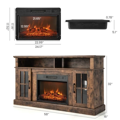 Costway 58" Fireplace TV Stand W/ 1400W Electric Fireplace For TVs Up To 65 Inches 5 Costway 58" Fireplace TV Stand W/ 1400W Electric Fireplace For TVs Up To 65 Inches - Image 3