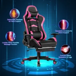 Costway Gaming Desk&Massage Gaming Chair Set W/ Footrest Monitor Shelf Power Strip Pink -Costway GUEST c6a5cb2c 0207 4836 9fa9 5c4e488708b8