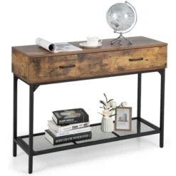 Costway Console Table Industrial Large Drawers Storage Shelf Narrow Entryway Hallway -Costway GUEST c6c8b884 d6b0 4f7b 89f0 35ecb911dc49