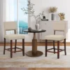 Costway Set Of 2 Upholstered Linen Bar Stools 24.5'' Wooden Dining Chairs With Back Beige/Brown -Costway GUEST c70ddc12 1148 4fa2 a0a5 3961625a59d8