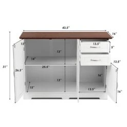 Costway Buffet Sideboard Kitchen Cupboard Storage Cabinet W/ 2 Drawers & 3 Doors White -Costway GUEST c71c6e53 7375 429d 8886 728a4d32f80b