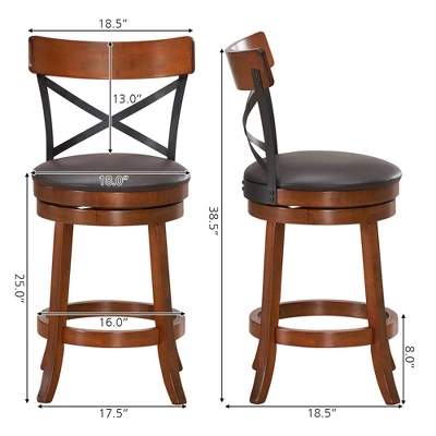 Costway Set Of 4 Bar Stools Swivel 25'' Dining Bar Chairs With Rubber Wood Legs 3 Costway Set Of 4 Bar Stools Swivel 25'' Dining Bar Chairs With Rubber Wood Legs