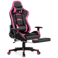 Costway Gaming Desk&Massage Gaming Chair Set W/ Footrest Monitor Shelf Power Strip Pink -Costway GUEST c733725a eaae 44f0 aeca 5a151e5e377d