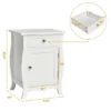 Costway Accent End Table With Drawer Storage Cabinet Wooden Nightstand White
