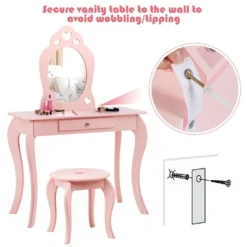 Costway Kids Vanity Set Princess Makeup Dressing Play Table Set W/Mirror -Costway GUEST c74694e3 0b34 4c3a a3d0 aa54bc8055b3