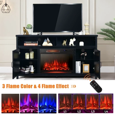 Costway 1350W Electric Fireplace Heater W/59'' Fireplace TV Stand 8 Costway 1350W Electric Fireplace Heater W/59'' Fireplace TV Stand - Image 6