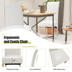 Set Of 4 Dining Chairs Upholstered Padded Side Chairs W/ Rubber Wood Legs BlackBeige -Costway GUEST c77a152b 48f7 40bf be1f 325a9427a39d