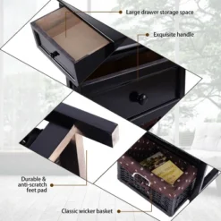 Costway Black Night Stand 3 Tiers 1 Drawer Bedside End Table Organizer Wood W/2 Baskets -Costway GUEST c78c8376 4f9b 4710 ae6f a6f473e37a35