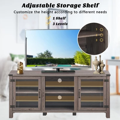 Costway TV Stand Entertainment Center For TV's Up To 65'' W/ Storage Cabinets Deep Taupe 9 Costway TV Stand Entertainment Center For TV's Up To 65'' W/ Storage Cabinets Deep Taupe - Image 7