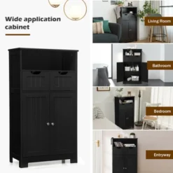 Costway Bathroom Floor Cabinet Wooden Storage Organizer W/Drawer Doors -Costway GUEST c7c9a6a0 390a 4480 b738 7563972fbd50