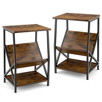 Costway 2PCS 3-Tier Industrial Side End Table With Storage Shelf Heavy Duty Accent Table 11 Costway 2PCS 3-Tier Industrial Side End Table With Storage Shelf Heavy Duty Accent Table - Image 9